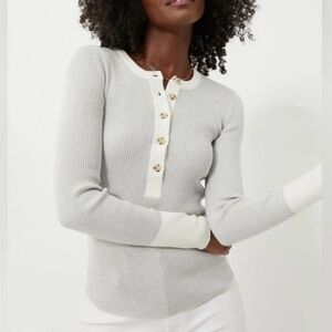 Faherty Mikki Henley Color-block Organic Cotton & Cashmere S